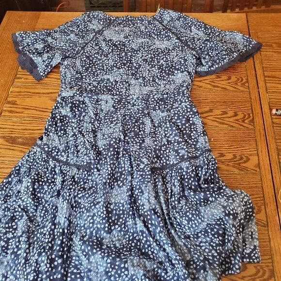 Halston blue&white polkadot dress sz 12 - Picture 4 of 4